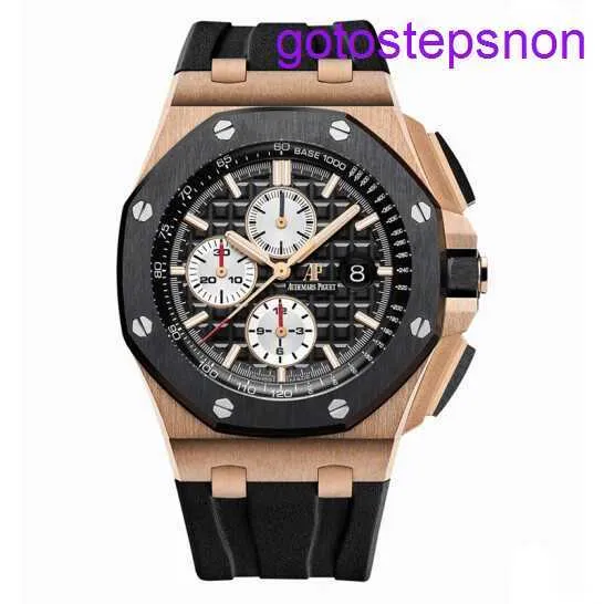 Designer AP Wrist Watch Royal Oak Offshore Serie 26401ro Rose Gold Black Dial Tre Eyes Chronograph Fashion Fashion Leisure Business Sports Machinery