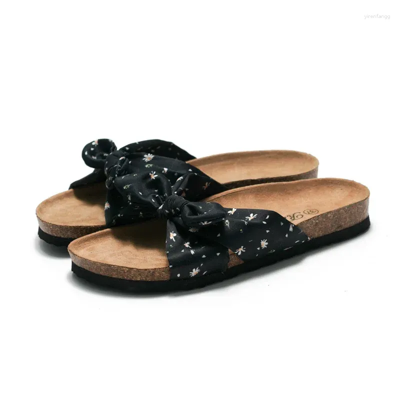 Hausschuhe 2024 Sommer Damen Cork Tidal Bow Beach Student Sandalen Wasser losen Schuhe für äußere Verschleiß