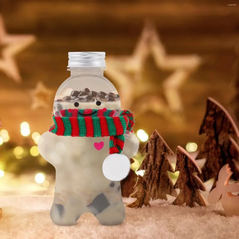 Garrafas de armazenamento 10 conjuntos adoráveis Christmas Gingerbread Man Water reutilizável suco de plástico com lenços
