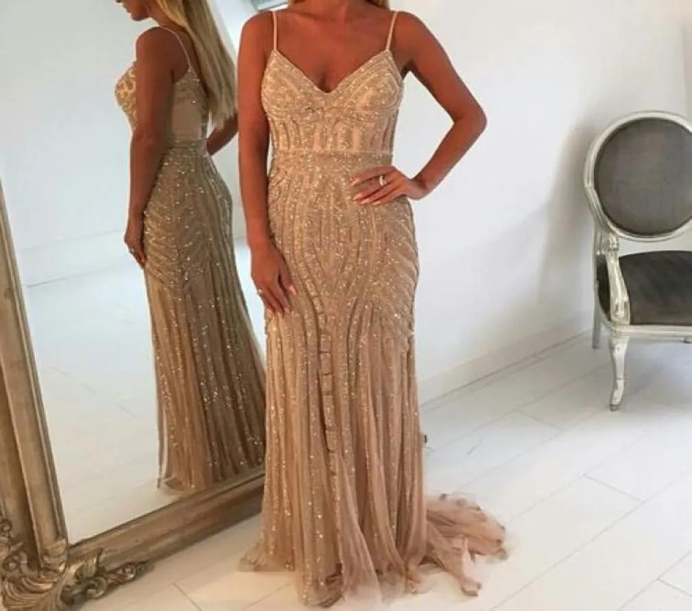 Spaghetti Vneck cheap Sheath evening Champagne New Party dress dubai african dresses beadings backless Dark Navy formal dress 2012313397