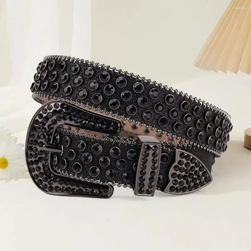Belts Western Buckle Belt Stylish Rivet Rhinestone Faux Leather For Women Men Adjustable Hop Style With Pin Fashionable