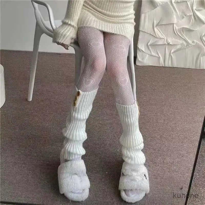 Chaussettes de bonne humeur amour fleur maillage kawaii filles japonaises lolita stockings mignon collants blancs printemps été ultra-mince transparent