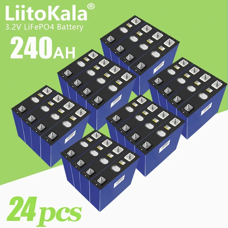 24pcs liitokala 3.2v 240AH充電式寿命4バッテリー12V 24V 48Vボートゴルフカート用のリチウム鉄リン酸太陽電池