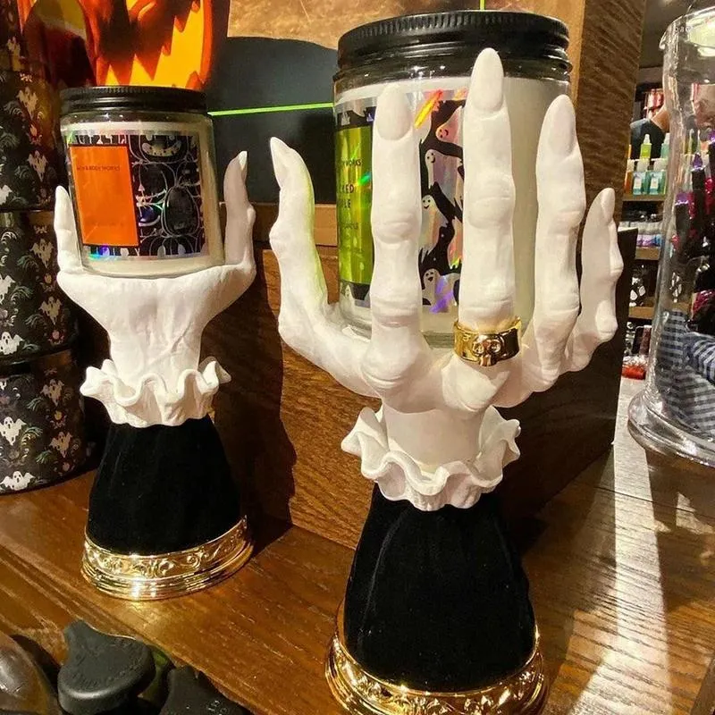 Candle Holders Creative Ghost Hand Haunted House Decoration Palm Holder Art Crafts Ornaments