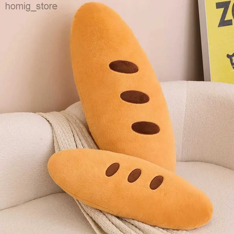 Bambole peluche cartone animato salva realistico pane baguette peluche cuscini da tiro gigante cuscinetti di divani morbidi cuscino giocattoli creativi per bambini regalo y240415