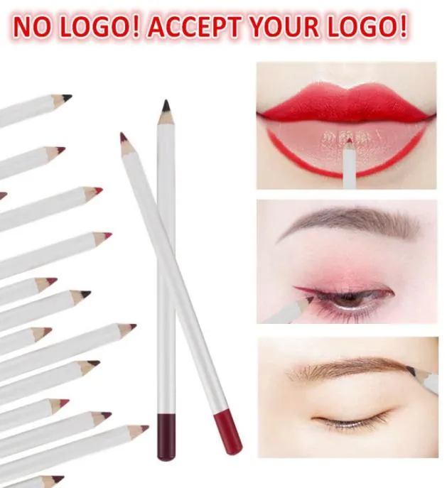 Geen merk witte lippotloden langdurige pigmenten matte liplinner waterdichte wenkbrauw potlood eyeliner make -up tool accepteer je logo9891516