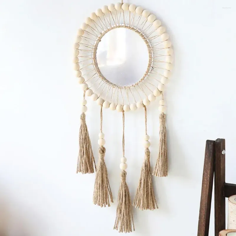 Regalo per gli amici di famiglia Specchio chic Chic Tassel Mirrors Specchi squisiti a parete decorative con perline di legno