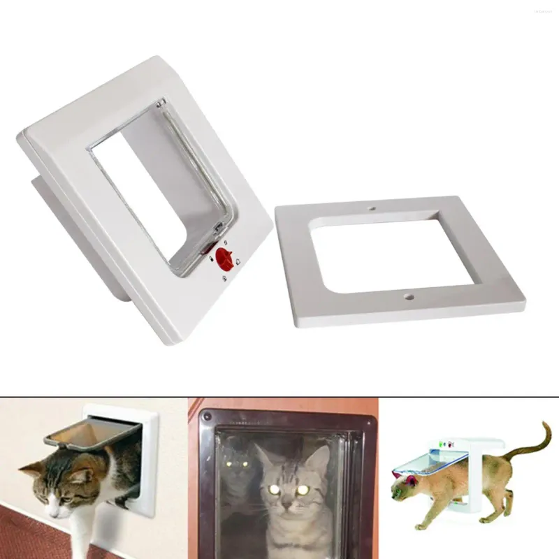 Kattbärare stor dörr 4 vägs låsande klaff för inre yttre husdjur