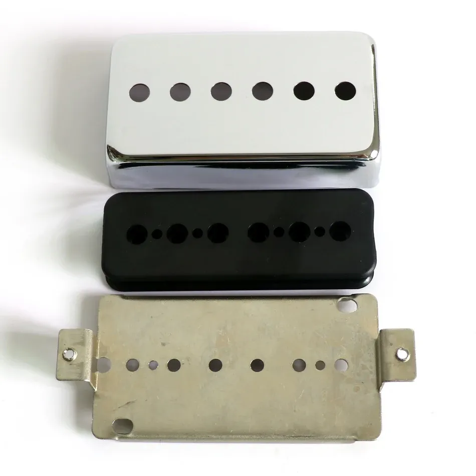 Kablar Handgjorda P90 Humbucker Size Nickel Silver Cover Guitar Pickup Kit med enkel spol Bobbin och nickelbasplattan