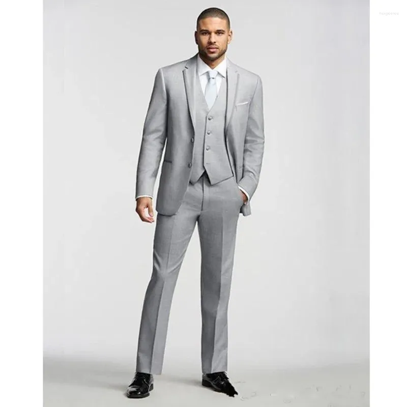Costume pour hommes costume Homme Silver Grey Wedding Suit pour hommes de smooth
