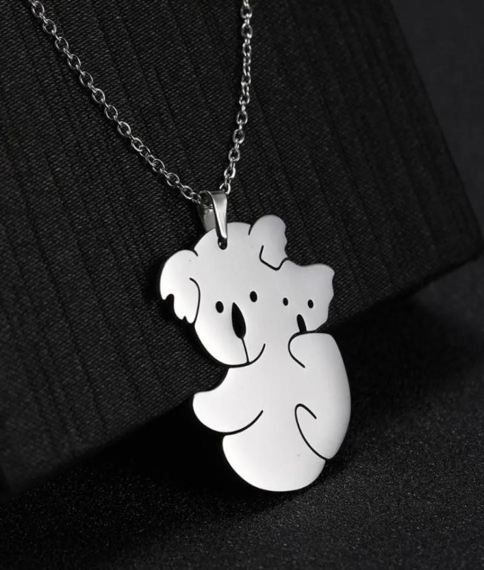 Skyrim Cute Koala Animal Pendant Necklace Stainless Steel Golden Initial Choker Chain Necklaces Memorial Jewelry Gift for Women5855070