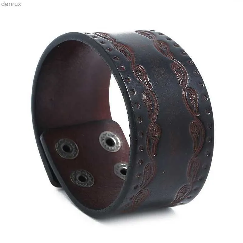 Andra armband modyle nya vintage läder smycken punk brun flätat läder armband för män breda par män armband mode armbanden gåvor240415