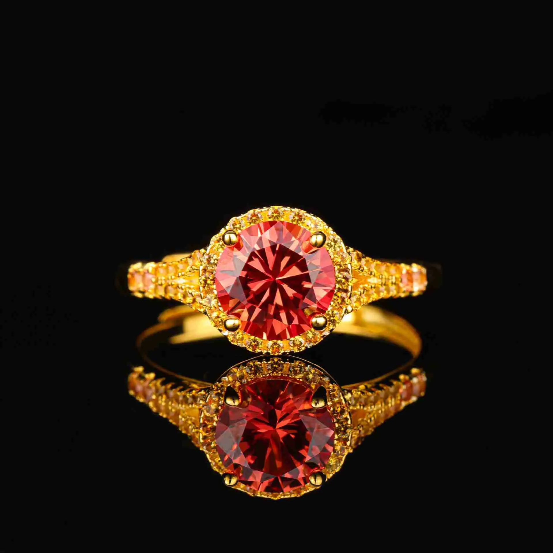 Deyin Ring Fashion 925 Sterling Silver Padparadscha Gemstone Moissanite Schmuck Stein Frauen Geschenkpartyringe