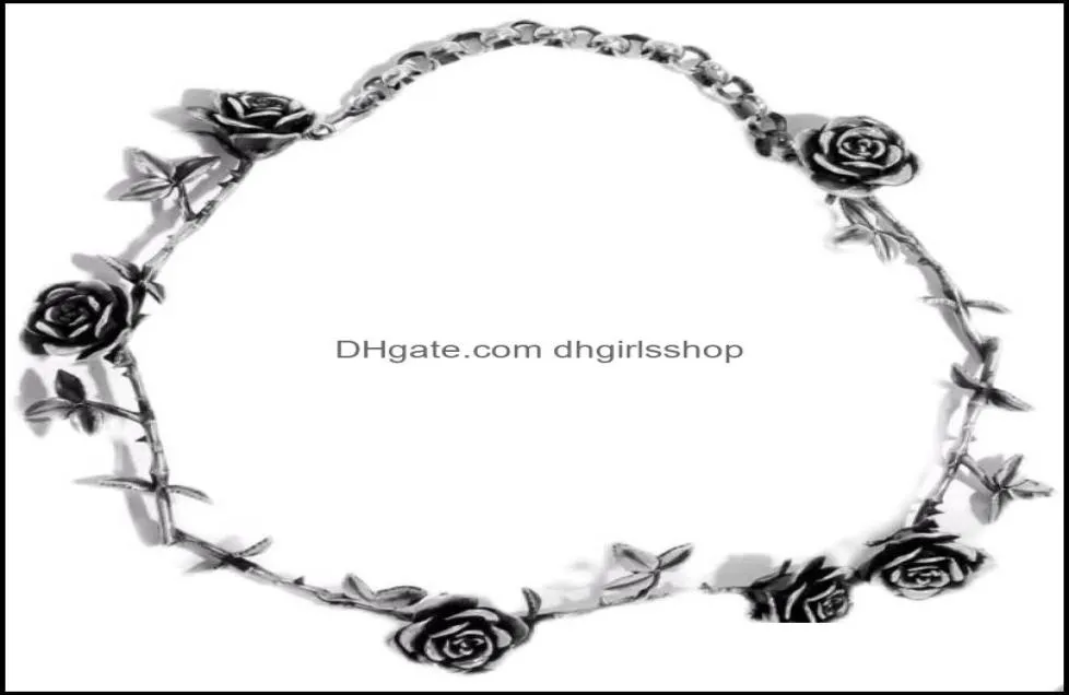 ERD Style Rose Neckleace Bracelet Retro Ins Niche Design Men and Women Chail Clavicle Chain Simple Light Luxury Fashion Jewelry Drop Drop1943116