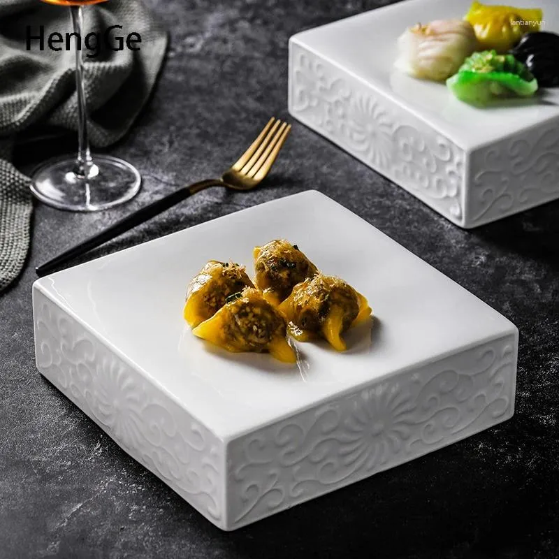 Plates Creative Relief Square Ceramic Plate French Molecular Cuisine Artistic Conception Dishes Dinner Dish Restaurang Tabellery