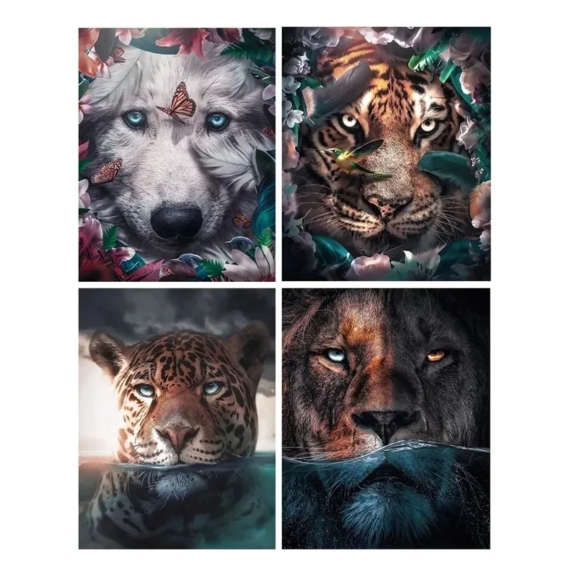 Nordisk stil söt djur lejon tiger leopard affisch soffa bakgrund sovrum heminredning väggkonst för vardagsrum canvas målning