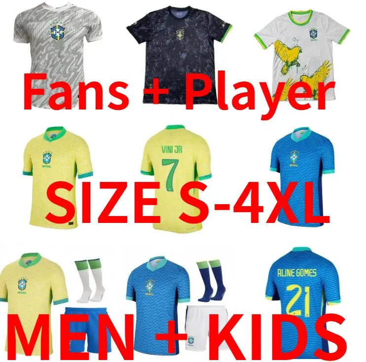 2024 2025 Brasil Soccer Jerseys Camiseta de Futbol Neymar Jr Vini Jr футбольная рубашка Casemiro Rodrygo версия игрока женщина Эндрик 24 25 Maillots Football Men Kids