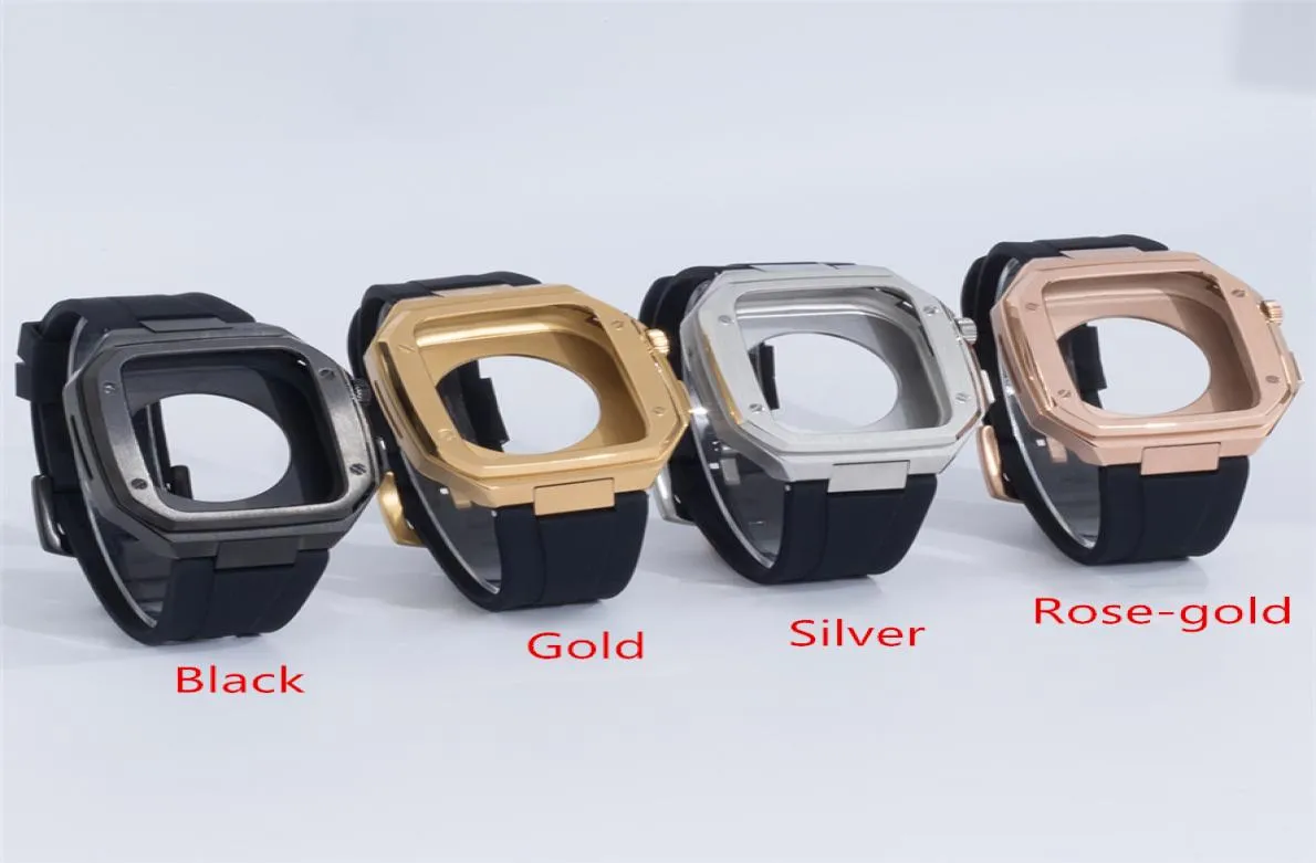 AP Modified Integrated Steel Frame Cover Case Bracelet Banden Watchband Siliconen Band Fit IWatch Series 8 7 6 SE 5 4 Voor Watch 44 45mm polsband9705973