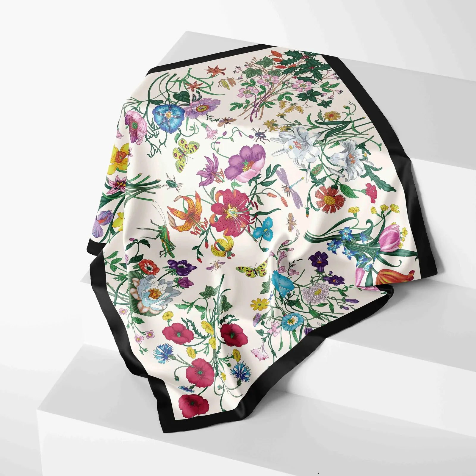 Écharpe en soie d'été pour femmes coton dames châles de mode et enveloppe des foulards pashmina Foulard 240408