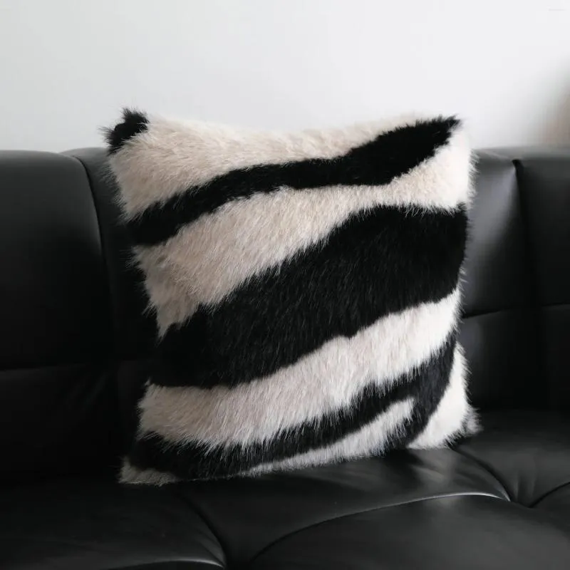 Kudde ins stil imitation omslag plysch soffa svartvitt enkel rand vardagsrum