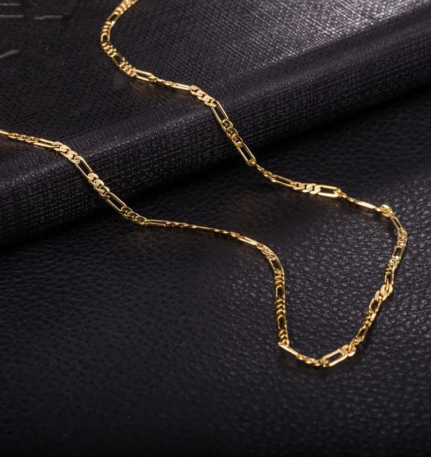 Sprzedawanie naszyjników męskie łańcuch figaro 2 mm 470 mm Naszyjniki łańcuchy 18k żółte złoto złoto Plane na całym świecie mody cahin5818192