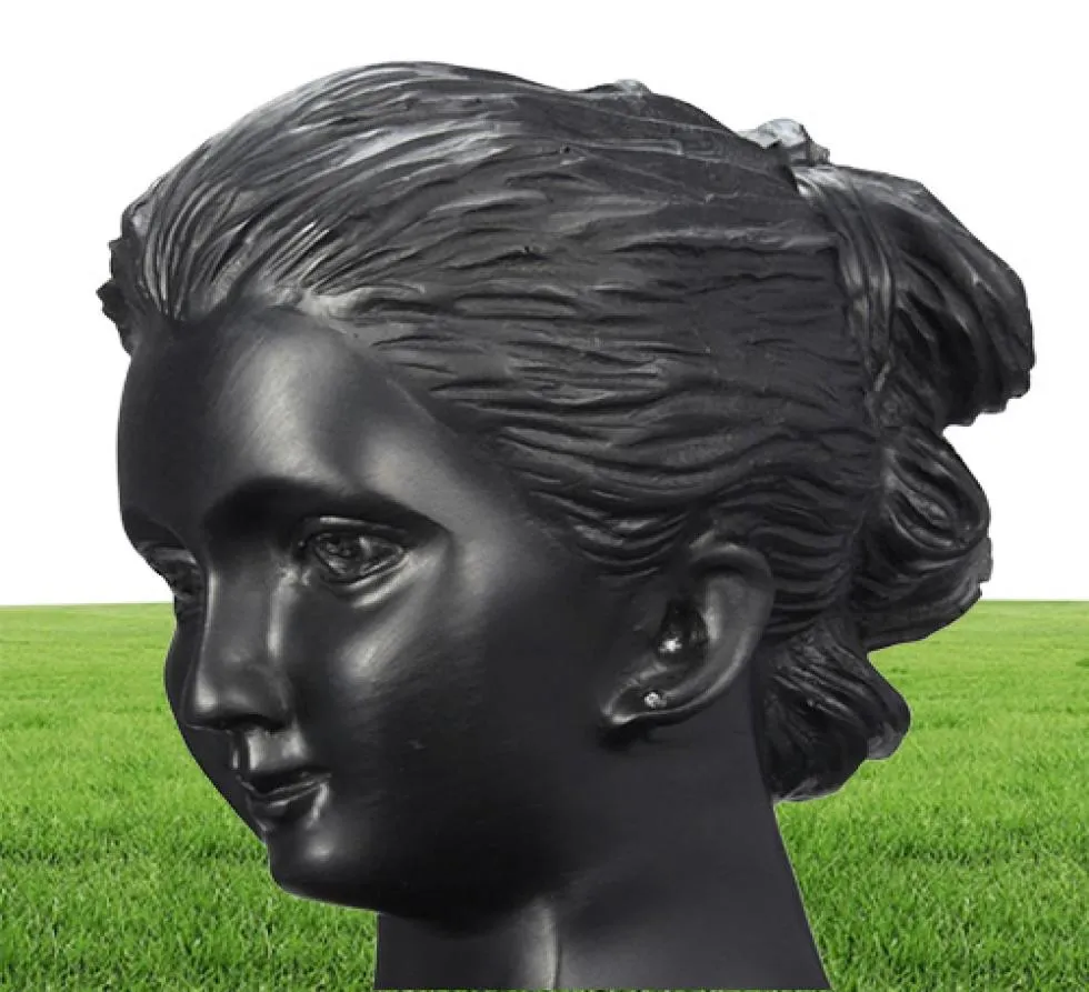 Boutique Counter Black Resin Lady Figur Schaufensterpupplung Bust Stand Schmuck Gestell für Halskette Anhänger Ohrringe 7572720