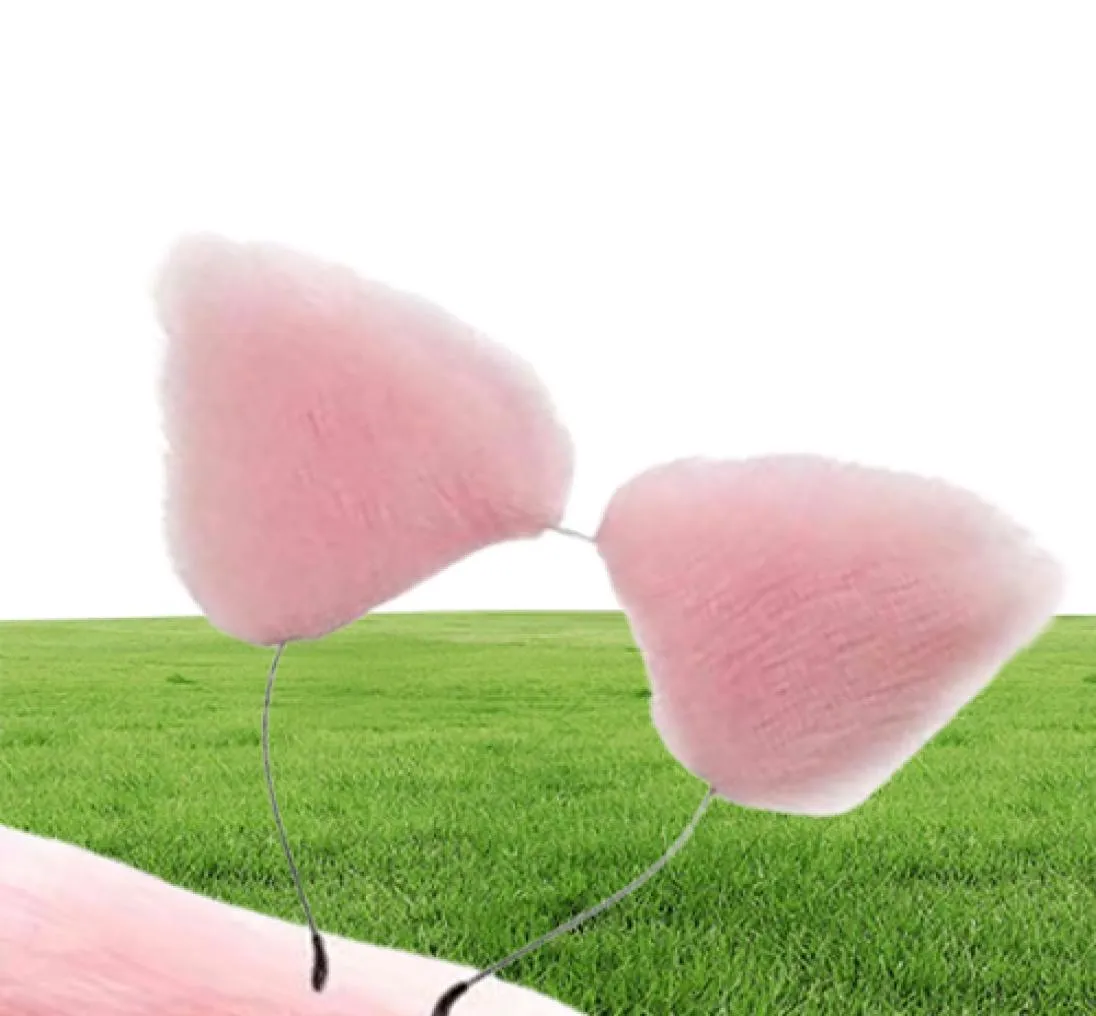 2Pcs set y Faux Fur Tail Metal Butt Plug Cute Cat Ears Headband for Role Play Party Costume Prop Adult Sex Toys33481464056