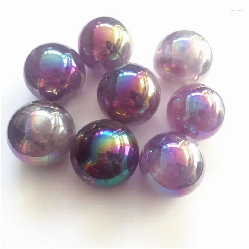 Dekorativa figurer Healing Purple Stone Natural Amethyst Quartz Aura Sphere Pretty Crystal Ball For Home Decoration Gift Collection