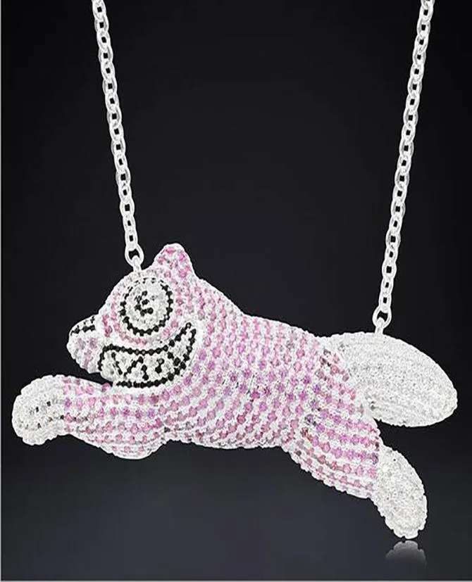 14K mrożony na psie naszyjniki CZ Cartoon Charakter Animal Wiselanty Hiphop Jewelry Christmas Valentine039s Day Prezent 3080813