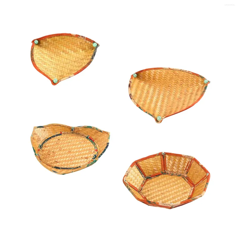 Kitchen Storage Fries Serving Basket Egg Food Tray Wicker Round Woven Bowl Rattan For Breakfast Vegetables