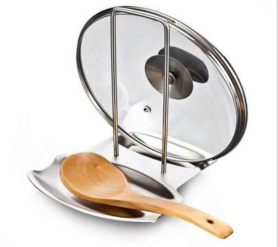 Accessoires de cuisine à manger en acier inoxydable couvercle étagère de cuisine organisatrice de cuisine couvercle de couvercle de couvercle support de support de cuillère de cuillère rack7716309