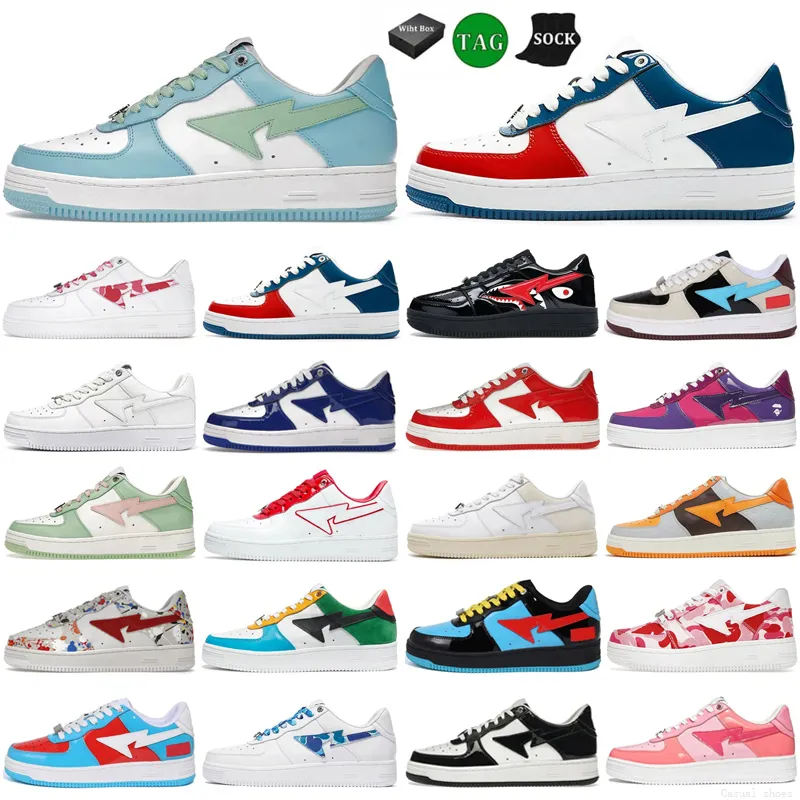 Дизайнерская обувь STA повседневная обувь SK8 Low Men Women Women Block Shark Black White Pastel Green Blue Sude Mens Trainers Trainers Outdoor Sport