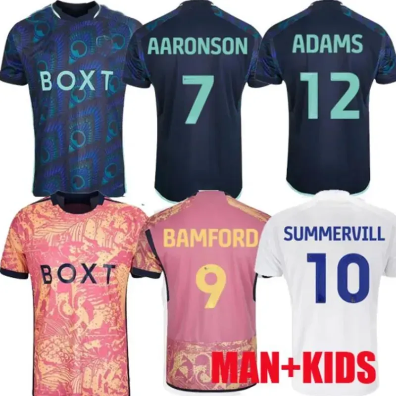 23 24 Maglie da calcio Bamford Llorente a casa 2023 2024 Adams Aaronson Harrison Sinisterra James Maillots De Football Kit Kit Shirt Football Leeds Unitetes