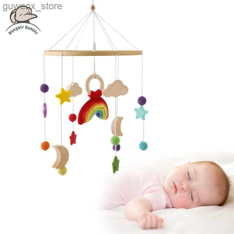 Mobiles # baby rattle jouet 0-12 mois feutre en bois mobile nouveau-né boîte de musique crochet bec cloche suspendue