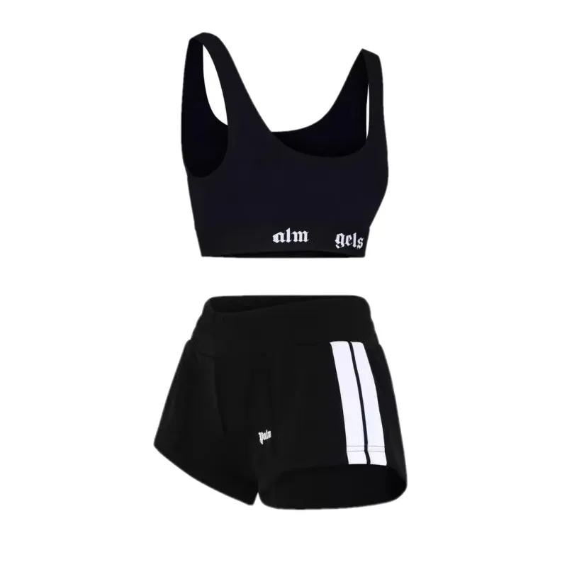 Women Tracksuits Designer two Piece Set letter print Bare navel sexy sleeveless T-shirt shorts Casual Sports Suit round Neck Outfits Solid Jogging Suit