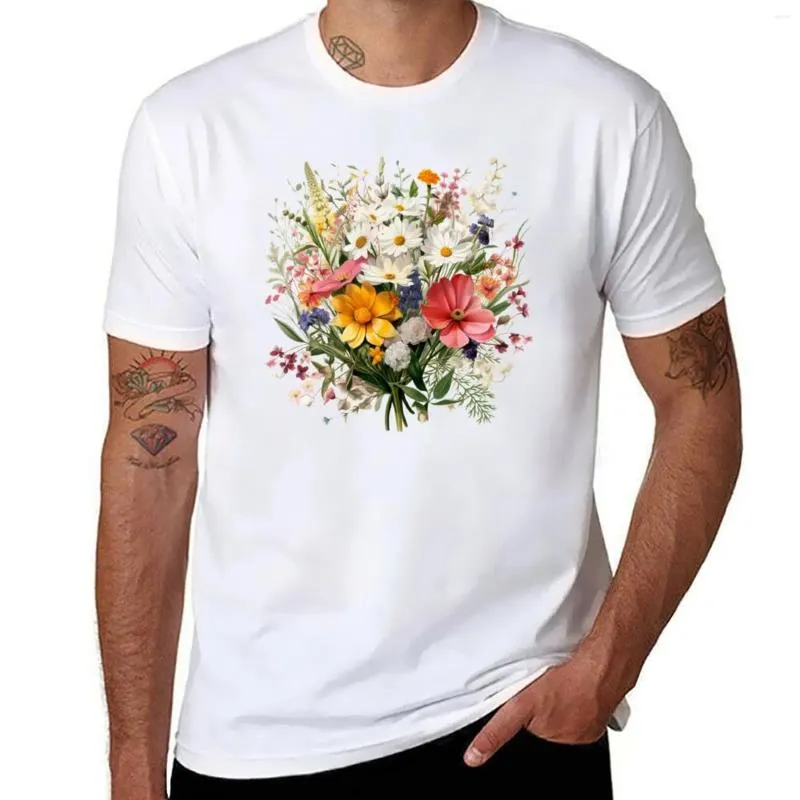 Erkek Polos Buket Vahşi Çiçekler Botanik Çiçek Doğa T-Shirt Hippi Giysileri Kore Moda Artı Boyut Üstleri Erkek Giyim