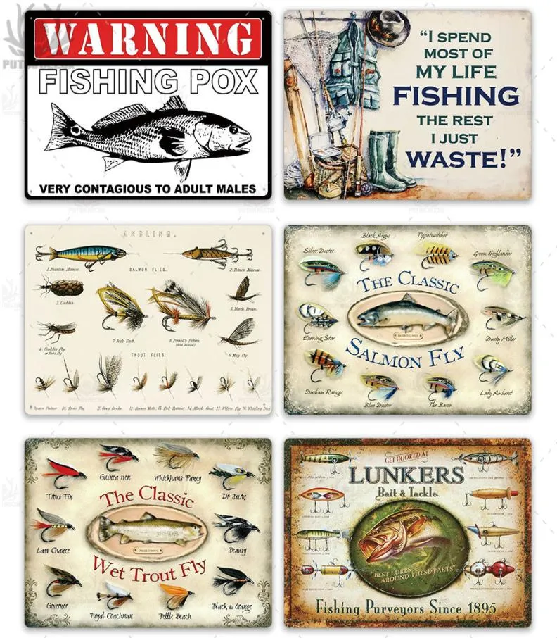 Fishing Decor Vintage Tin Sign Retro Metal Sign Wall Decor for Lake House Cabin Fishing Gift Metal Plate7588909