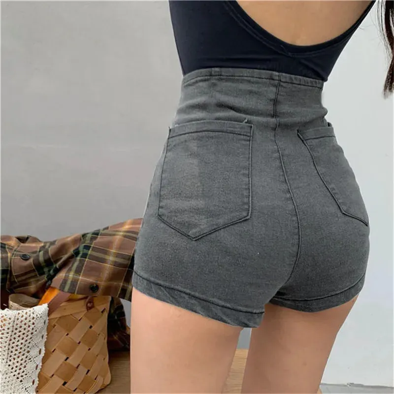 Sexy Hip Lift Skinny Jean Shorts Femmes Summer High Taim Denim Feme Feme More Streetwear Pants JJ028 240415