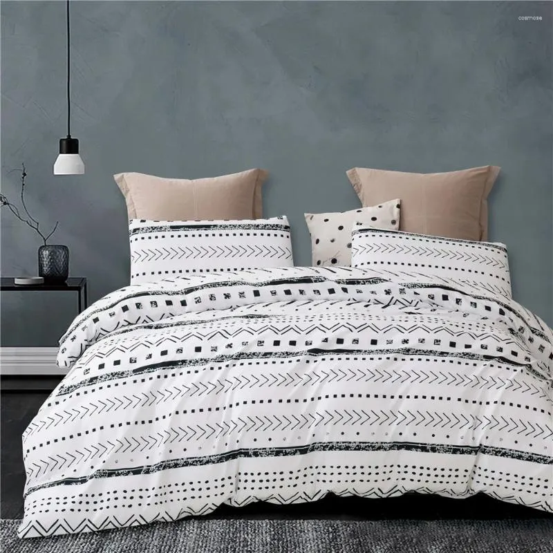 Bedding Sets 2/3pcs Safe Light Color Home Bed Linen Geometric Strip Cover For Healthy Set Linens Duvet Pillowcase