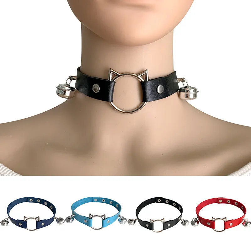 Zookey Punk lederen choker, zwart, gothic, halsketting, rockketting, verstelbare kraag, choker, Halloween, cosplay, ketting voor vrouwen en meisjes (kruis