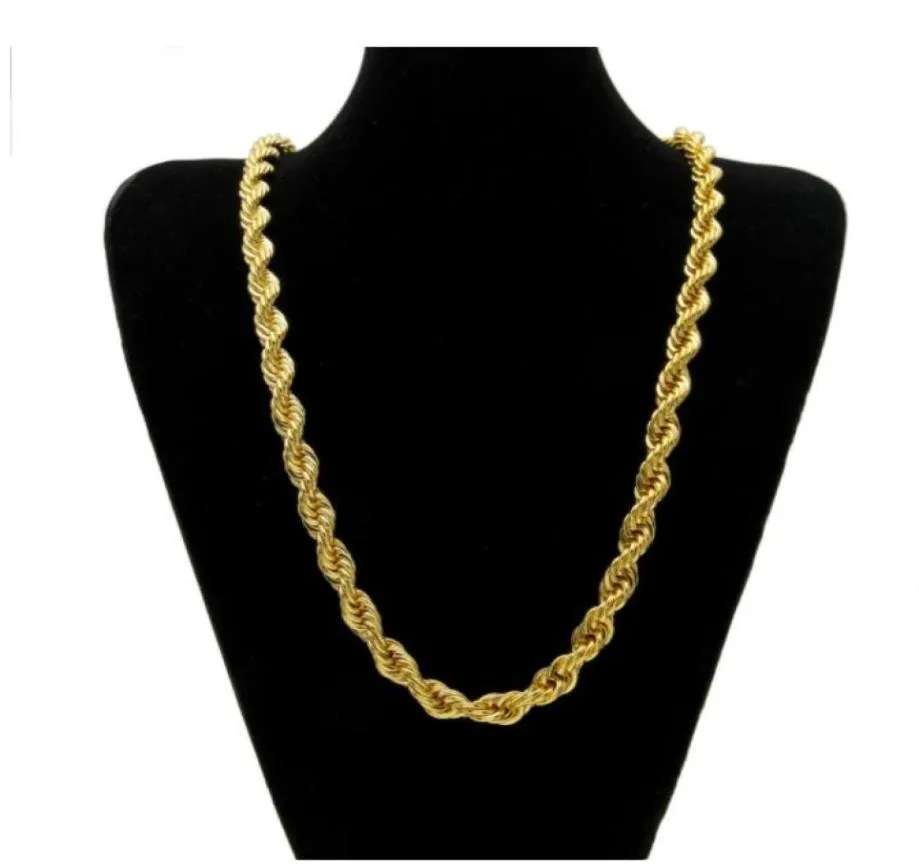 Chains Necklaces Pendants Jewelry 10Mm Thick 76Cm Long Rope ed Chain 24K Gold Plated Hip Hop Heavy Necklace For Mens Drop Del7988413