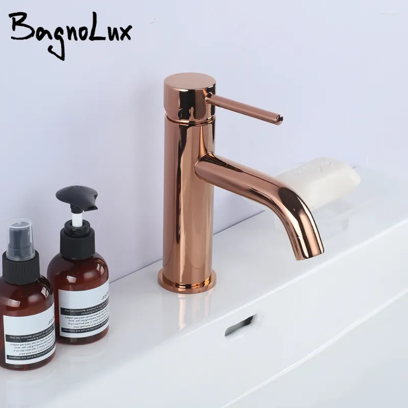 Rubinetti del lavandino del bagno Bagnolux Ottone a supporto singolo foro oro rosa moderno moderno montato e acqua fredda Tipo 03053 RUCCHETTO DEL BASIN