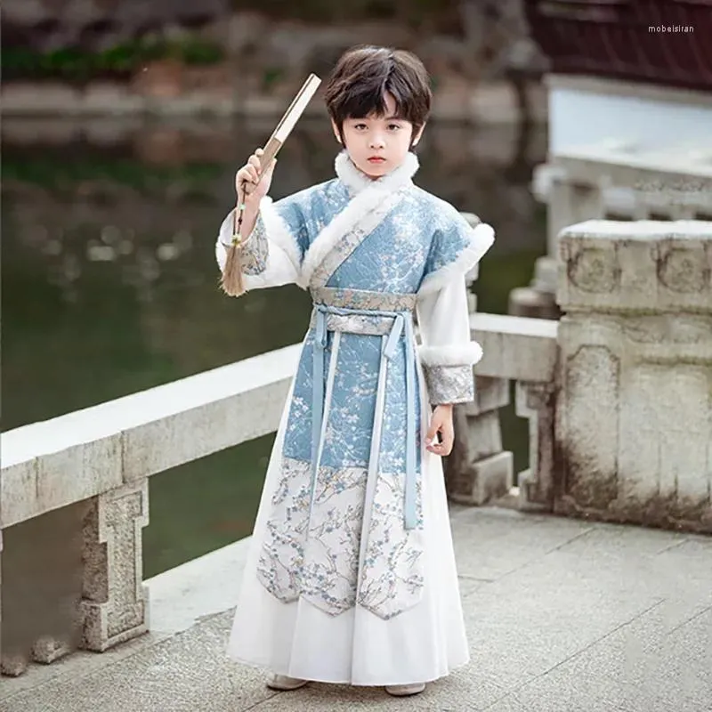 Kläder sätter kinesiska Hanfu BoysKids Carnival Halloween Cosplay Costume Children Winter Thicker Party Outfit For Boys Kids 3-16T