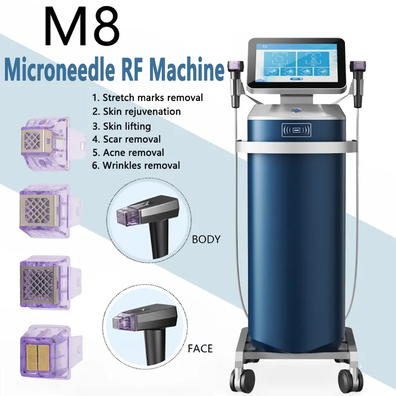 CE -godkänd mikronedle RF -maskin Mikronedle Machine för borttagning av hudlyftutrustning Stretchmärken Fraktion RF Microneedling Machine 2 Handtag