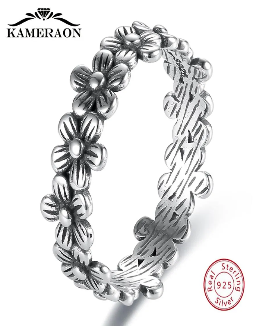 Чистые ювелирные изделия 925 Маленькие ромашки кольцо для женщин цветочной обработки реальные аксессуары серебряного серебра минимализма еврея8604019