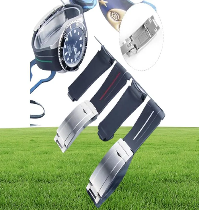 İZLE BANTLAR RLX Denizaltı GMT Bilezik için Özel Kauçuk Kayış Glidelock 20mm Watch Band Oyster Flex Explorer Fit 169mm Buckle3086055