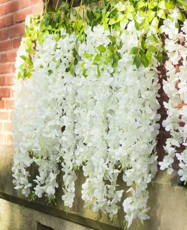 12pcs wisteria人工花を吊る花輪vineラタン偽の花の糸シルクフラワーホームガーデンウェディングデコレーション5835003
