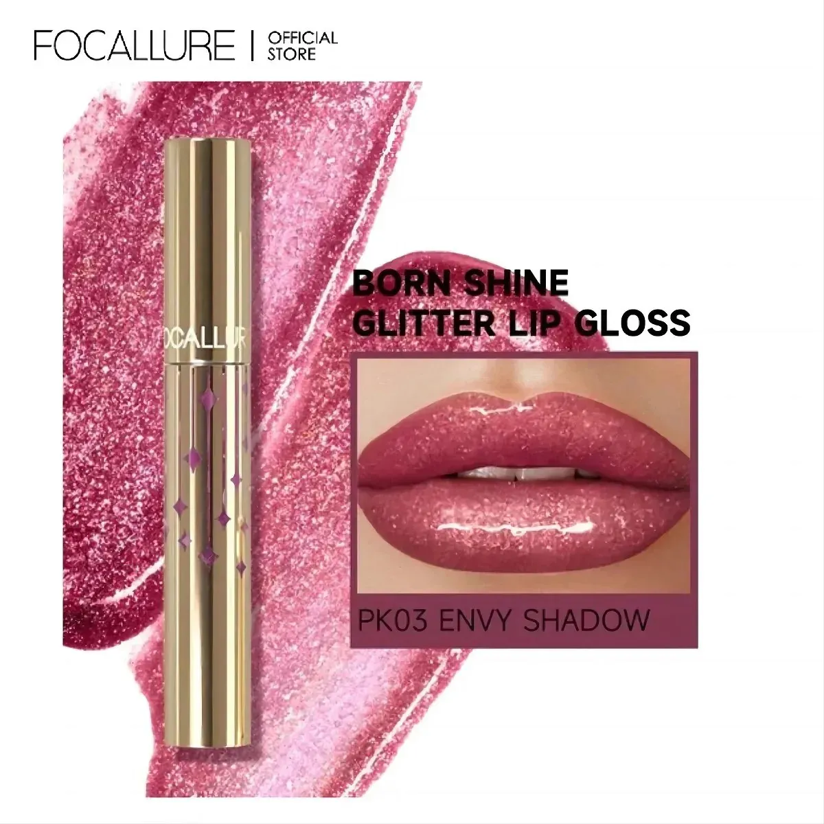 Focallure Glitter Lip Gloss Gloss Водонепроницаемые длинностастные губные глазурь Увлажняющие жидкие помады зеркала