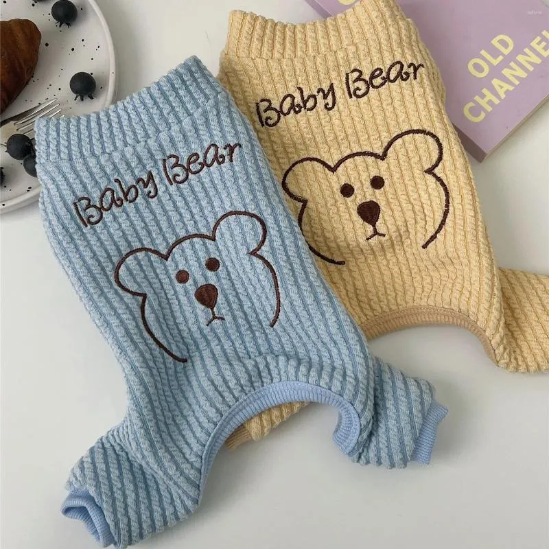 Vêtements pour chiens Striped Striped Plus Velvet Ventes à quatre pattes mignonnes ours-coucher Teddy Bichon Pomeranian Poodle Yorkshire Hiver