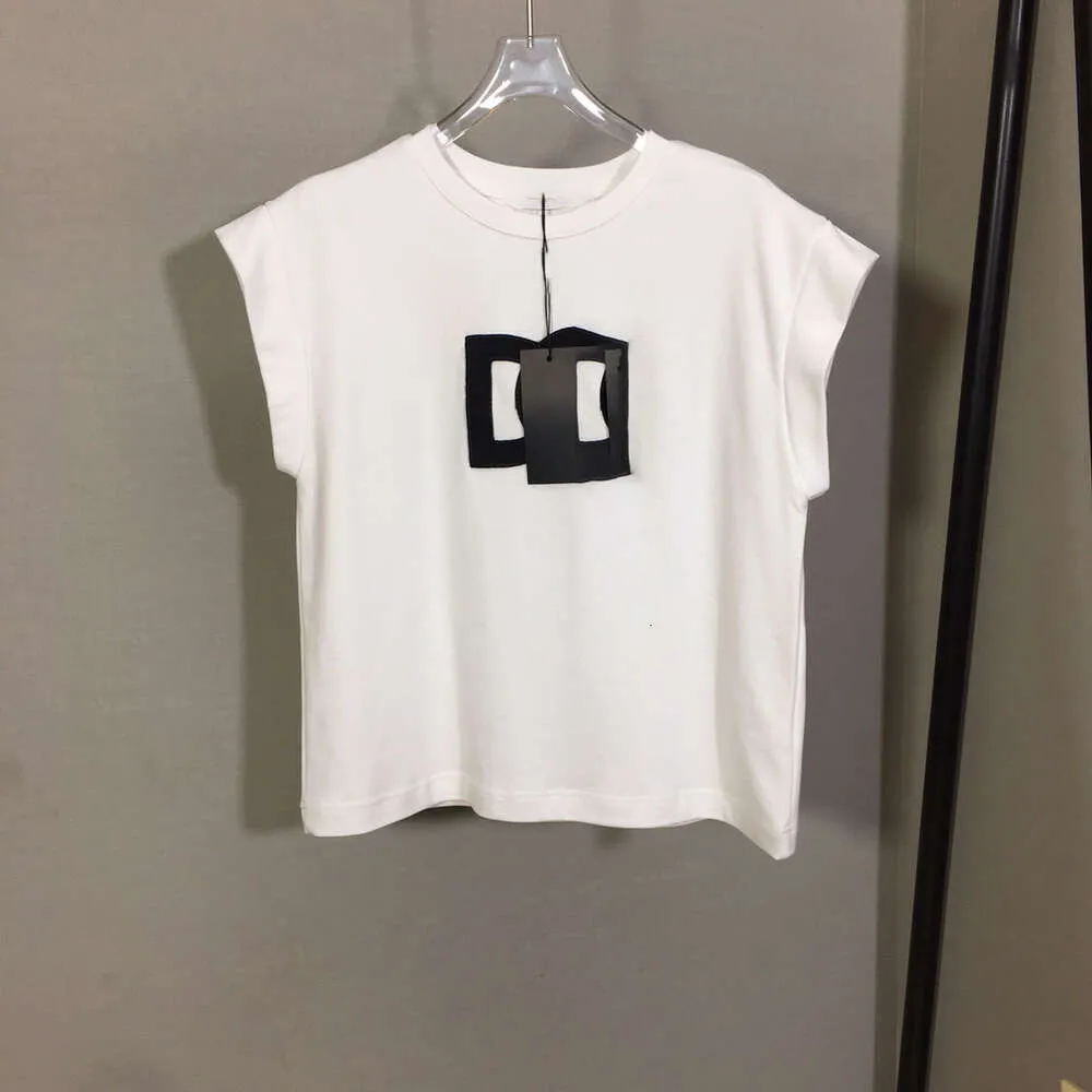 Summer Fashion Womens Deft DG Письмо вышитая пластырь хлопковая футболка с коротким рукавом широкий манжет